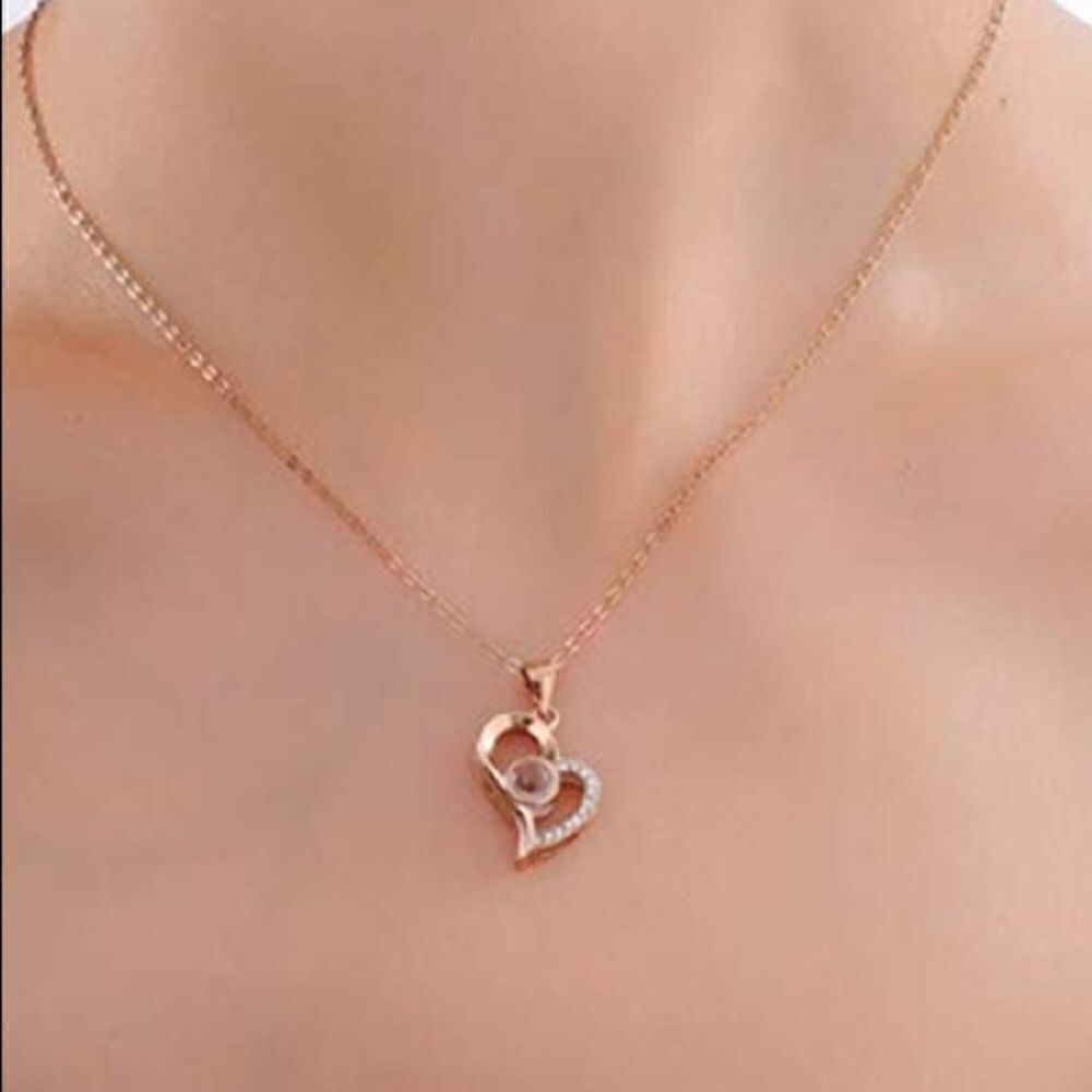 Heart necklace 100 languages NIB